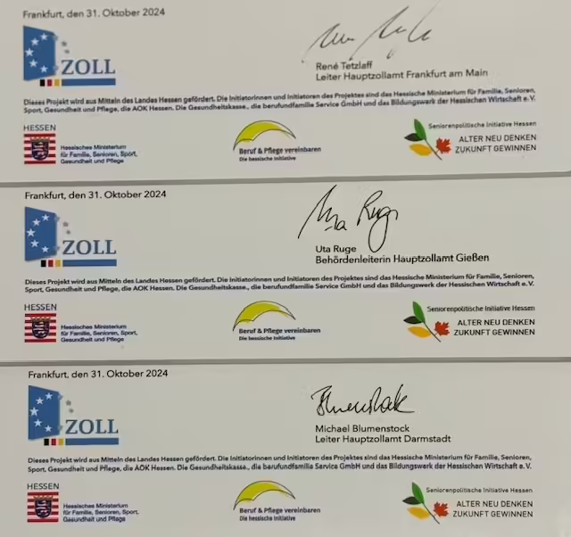 Hessen hebt ab: Hauptzollämter mit Charta für Beruf und Pflege geehrt!