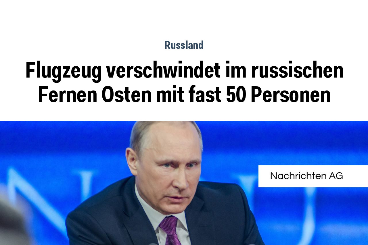 Flugzeug verschwindet im russischen Fernen Osten mit fast 50 Personen